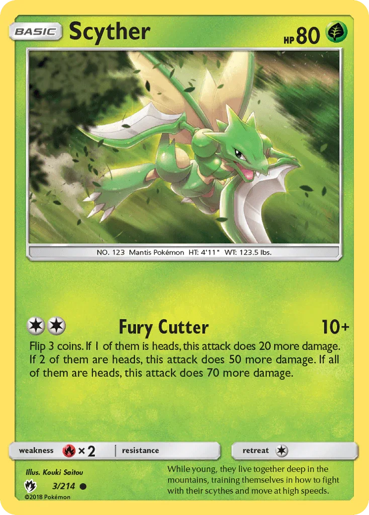 Common, Fire[×2], Grass, Normal, Reverse Holofoil, Sun & Moon: Lost Thunder Scyther (3/214) [Sun & Moon: Lost Thunder] - Trading Card World