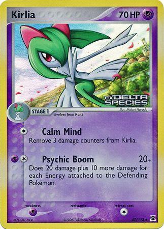 47, EX: Delta Species, Psychic, Psychic[×2], Reverse Holofoil, Uncommon Kirlia (47/113) (Stamped) [EX: Delta Species] - Trading Card World