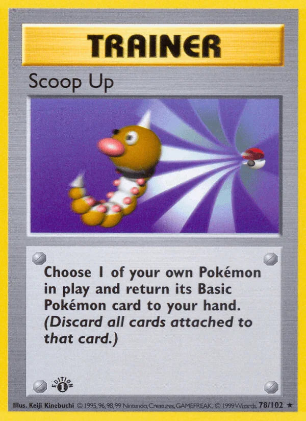 1st Edition Normal, 78, Base Set 1st Edition, Rare, Trainer Scoop Up (78/102) (Shadowless) [Base Set 1st Edition] - Trading Card World