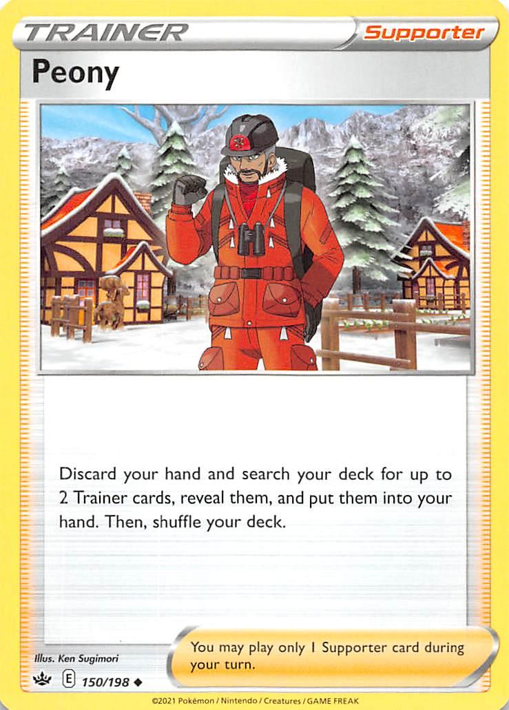150, Normal, Reverse Holofoil, Supporter, Sword & Shield: Chilling Reign, Uncommon Peony (150/198) [Sword & Shield: Chilling Reign] - Trading Card World
