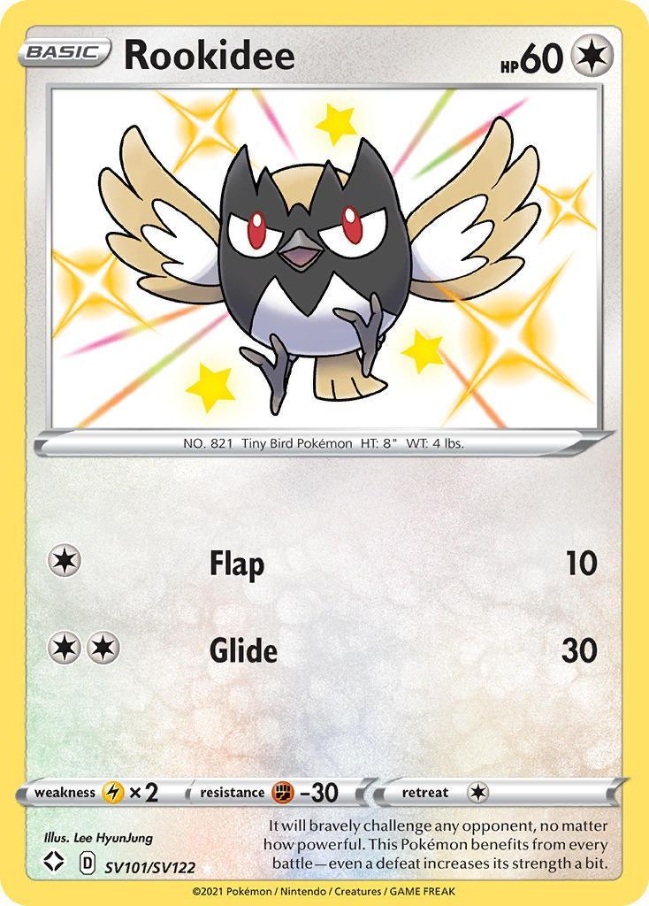Colorless, Fighting[-30], Holofoil, Lightning[×2], SV101, Sword & Shield: Shining Fates, Ultra Rare Rookidee (SV101/SV122) [Sword & Shield: Shining Fates] - Trading Card World