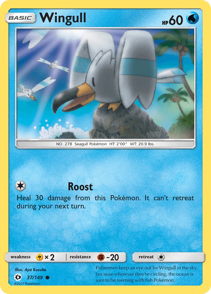 37, Common, Fighting[-20], Lightning[×2], Normal, Reverse Holofoil, Sun & Moon: Base Set, Water Wingull (37/149) [Sun & Moon: Base Set] - Trading Card World