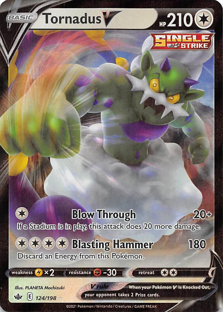 124, Colorless, Fighting [-30], Holofoil, Lightning [x2], Sword & Shield: Chilling Reign, Ultra Rare Tornadus V (124/198) [Sword & Shield: Chilling Reign] - Trading Card World