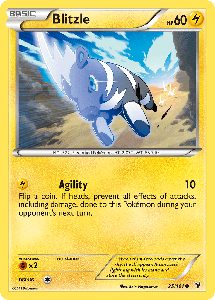 35, Black & White: Noble Victories, Common, Fighting[×2], Lightning, Normal, Reverse Holofoil Blitzle (35/101) [Black & White: Noble Victories] - Trading Card World