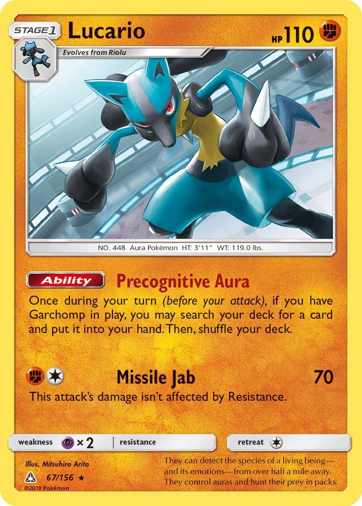 67, Fighting, Normal, Psychic[×2], Rare, Sun & Moon: Ultra Prism Lucario (67/156) (Theme Deck Exclusive) [Sun & Moon: Ultra Prism] - Trading Card World