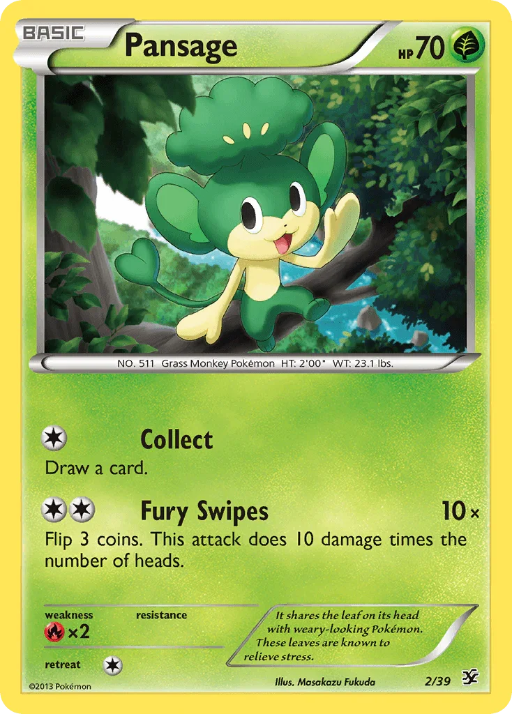 Common, Fire[×2], Grass, Normal, XY: Kalos Starter Set Pansage (2/39) [XY: Kalos Starter Set] - Trading Card World