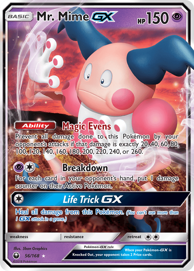 56, Holofoil, Psychic, Sun & Moon: Celestial Storm, Ultra Rare Mr. Mime GX (56/168) [Sun & Moon: Celestial Storm] - Trading Card World