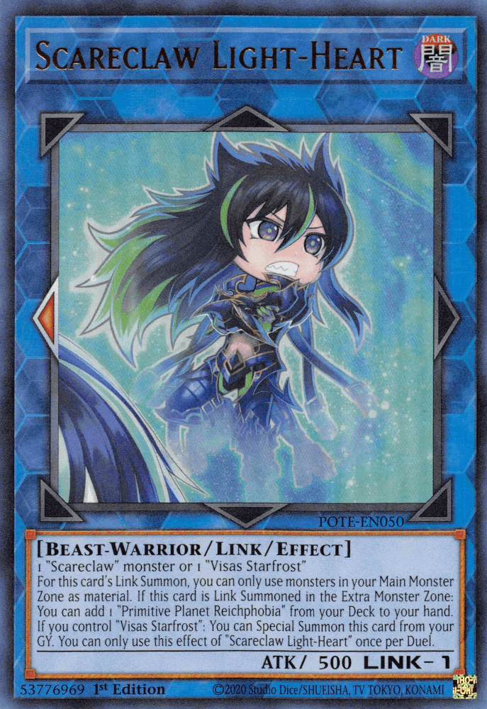 1st Edition, Beast-Warrior, Dark, Link/Effect Monster, Power of the Elements, Ultra Rare, Unlimited Scareclaw Light-Heart [POTE-EN050] Ultra Rare - Trading Card World