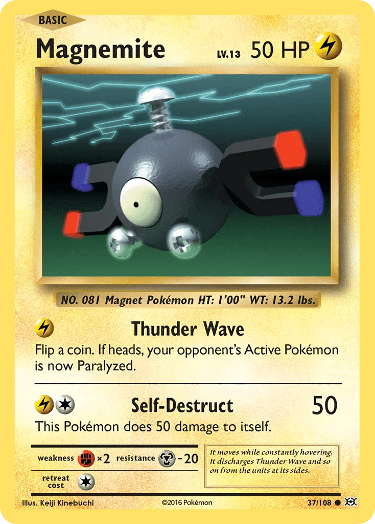 37, Common, Fighting[×2], Lightning, Metal[-20], Normal, Reverse Holofoil, XY: Evolutions Magnemite (37/108) [XY: Evolutions] - Trading Card World