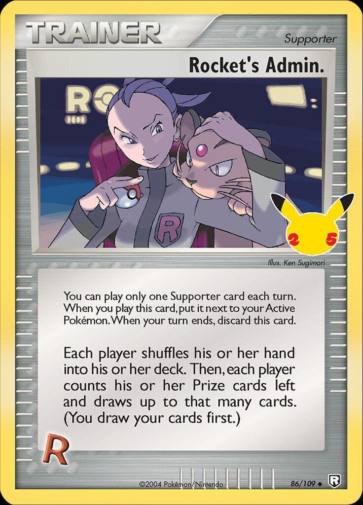 86, Celebrations: 25th Anniversary - Classic Collection, Holofoil, Supporter, Uncommon Rocket's Admin. (86/109) [Celebrations: 25th Anniversary - Classic Collection] - Trading Card World