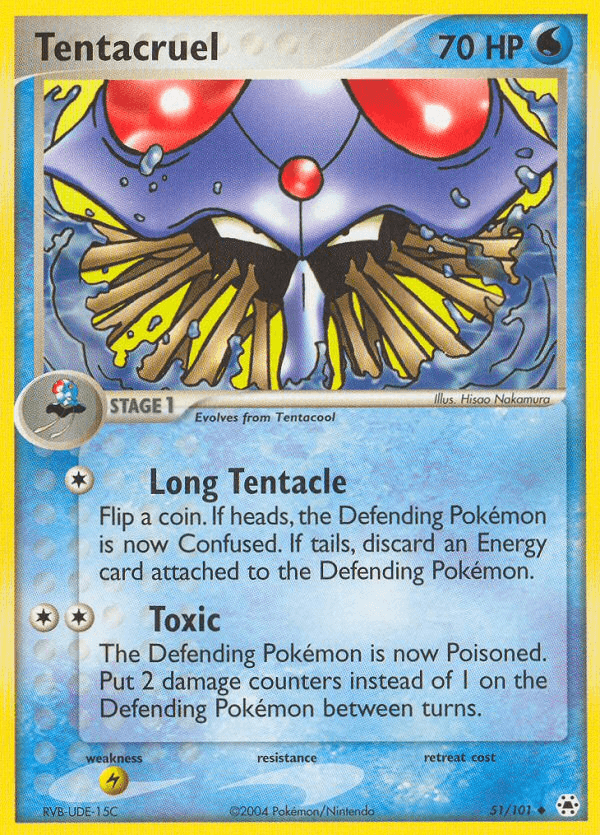 51, EX: Hidden Legends, Lightning[×2], Normal, Reverse Holofoil, Uncommon, Water Tentacruel (51/101) [EX: Hidden Legends] - Trading Card World