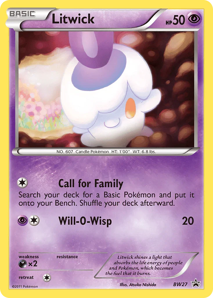 Black & White: Black Star Promos, Black Star Promo, BW27, Darkness[×2], Holofoil, Psychic Litwick (BW27) [Black & White: Black Star Promos] - Trading Card World