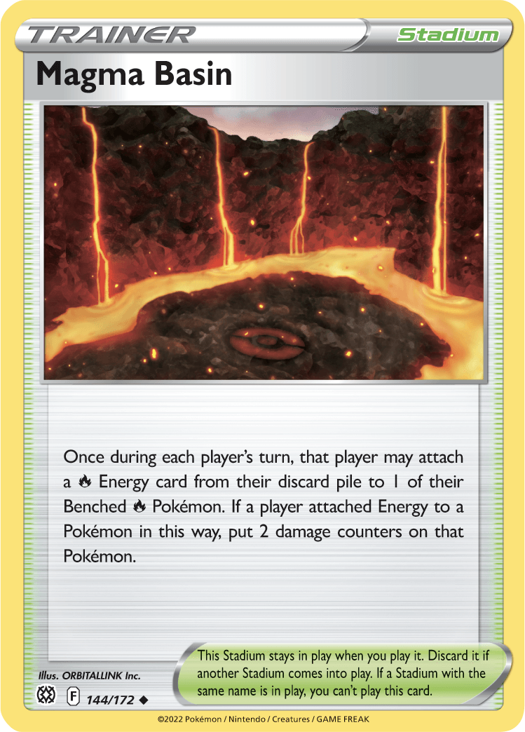 144, Normal, Reverse Holofoil, Stadium, Sword & Shield: Brilliant Stars, Uncommon Magma Basin (144/172) [Sword & Shield: Brilliant Stars] - Trading Card World