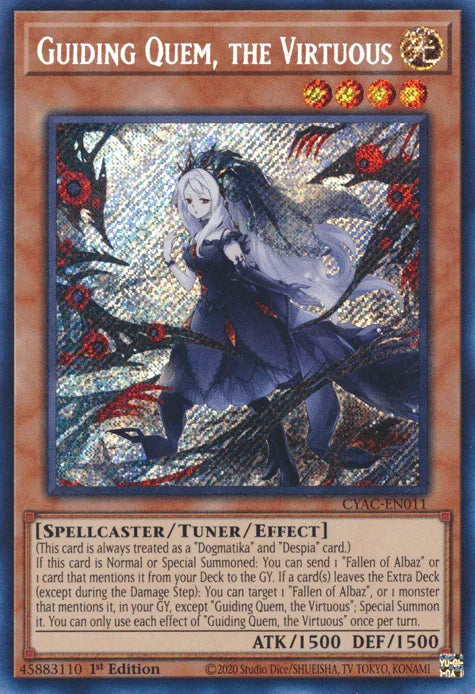 1st Edition, Cyberstorm Access, Light, Secret Rare, Spellcaster, Tuner/Effect Monster Guiding Quem, the Virtuous [CYAC-EN011] Secret Rare - Trading Card World