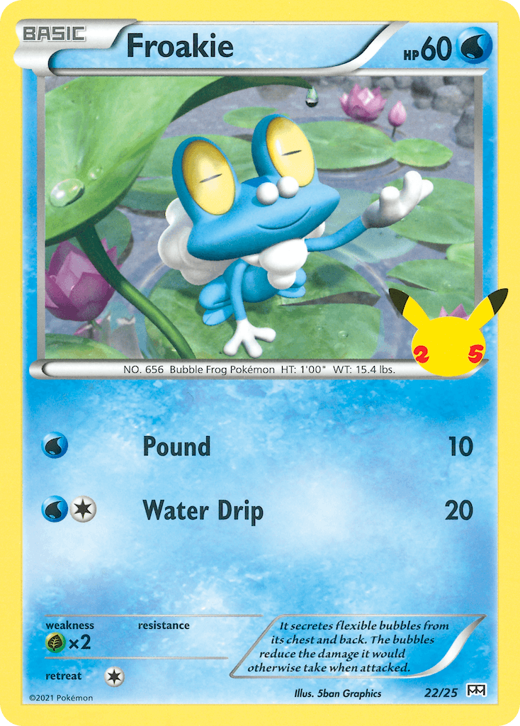 22, Grass[×2], Holofoil, McDonald's 25th Anniversary, Normal, Promo, Water Froakie (22/25) [McDonald's 25th Anniversary] - Trading Card World