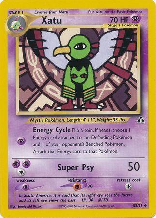 52, Fighting[-30], Neo Discovery Unlimited, Normal, Psychic, Psychic[×2], Uncommon Xatu (52/75) [Neo Discovery Unlimited] - Trading Card World