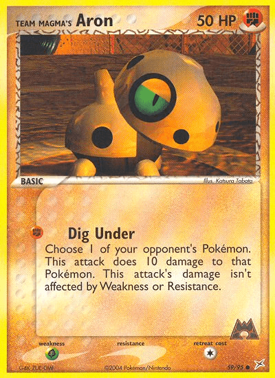 59, Common, EX: Team Magma vs Team Aqua, Fighting, Grass[×2], Normal, Reverse Holofoil Team Magma's Aron (59/95) [EX: Team Magma vs Team Aqua] - Trading Card World
