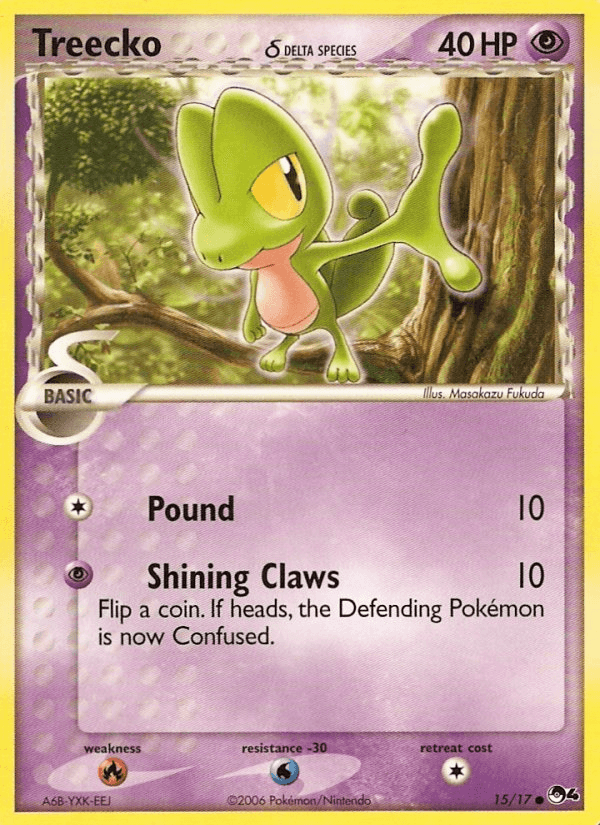 15, Common, Fire[×2], Normal, POP Series 4, Psychic, Water[-30] Treecko (15/17) (Delta Species) [POP Series 4] - Trading Card World
