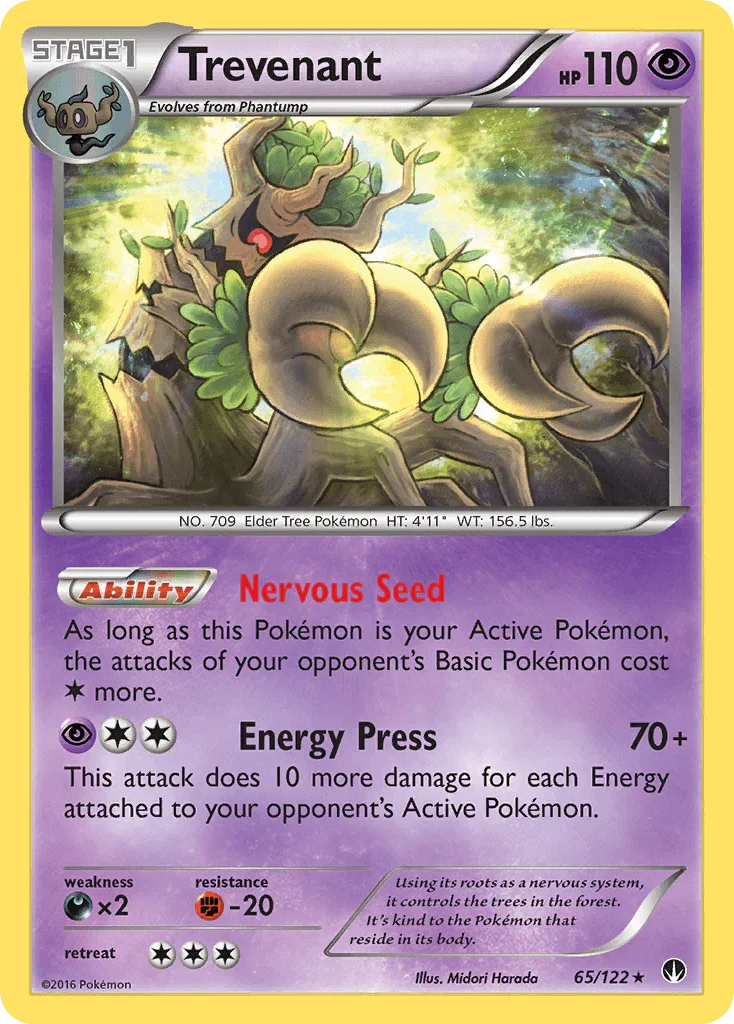 65, Darkness[×2], Fighting[-20], Normal, Psychic, Rare, Reverse Holofoil, XY: BREAKpoint Trevenant (65/122) [XY: BREAKpoint] - Trading Card World