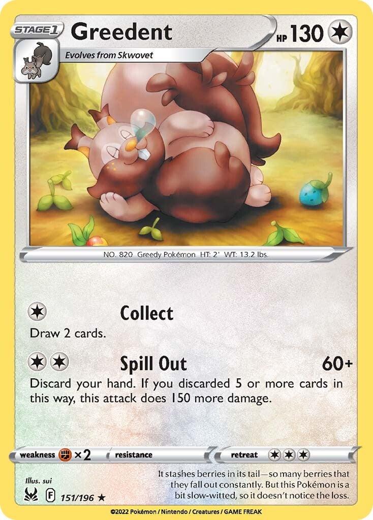 151, Colorless, Fighting [x2], Normal, Rare, Reverse Holofoil, Sword & Shield: Lost Origin Greedent (151/196) [Sword & Shield: Lost Origin] - Trading Card World
