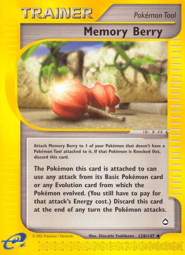 128, Aquapolis, Item, Normal, Reverse Holofoil, Uncommon Memory Berry (128/147) [Aquapolis] - Trading Card World