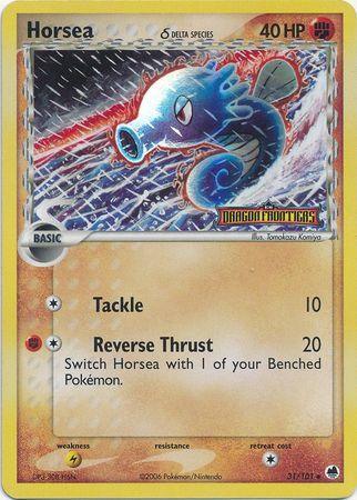 31, EX: Dragon Frontiers, Fighting, Lightning[×2], Reverse Holofoil, Uncommon Horsea (31/101) (Delta Species) (Stamped) [EX: Dragon Frontiers] - Trading Card World