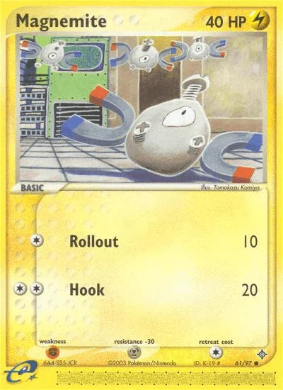 61, Common, EX: Dragon, Fighting[×2], Lightning, Metal[-30], Normal, Reverse Holofoil Magnemite (61/97) [EX: Dragon] - Trading Card World