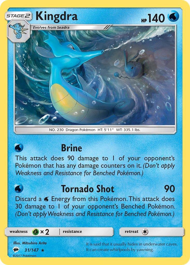 31, Grass[×2], Normal, Rare, Sun & Moon: Burning Shadows, Water Kingdra (31/147) (Theme Deck Exclusive) [Sun & Moon: Burning Shadows] - Trading Card World