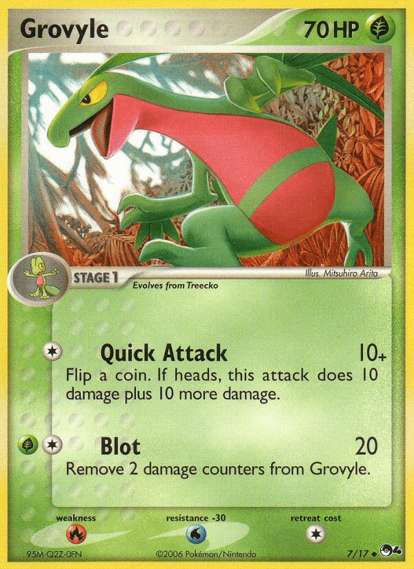 Fire[×2], Grass, Normal, POP Series 4, Uncommon, Water[-30] Grovyle (7/17) [POP Series 4] - Trading Card World