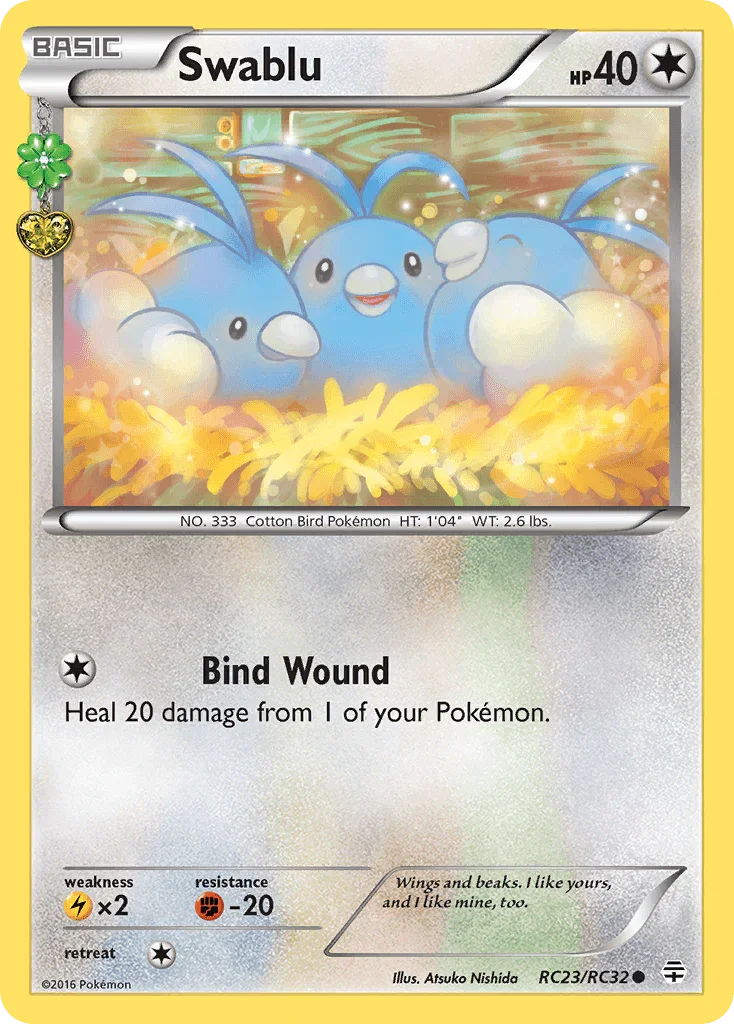 Colorless, Common, Fighting[-20], Lightning[×2], Normal, RC23, XY: Generations Swablu (RC23/RC32) [XY: Generations] - Trading Card World