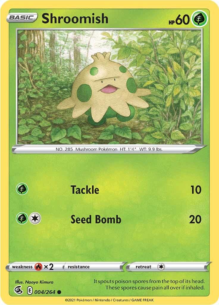 004, Common, Fire [x2], Grass, Normal, Reverse Holofoil, Sword & Shield: Fusion Strike Shroomish (004/264) [Sword & Shield: Fusion Strike] - Trading Card World