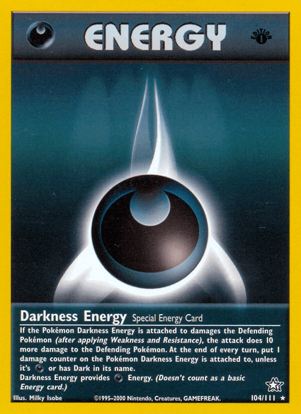 1st Edition Normal, Darkness, Neo Genesis 1st Edition, Rare Darkness Energy (104/111) [Neo Genesis 1st Edition] - Trading Card World