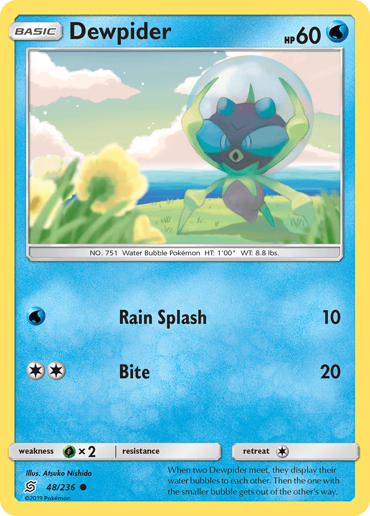 48, Common, Grass[×2], Normal, Reverse Holofoil, Sun & Moon: Unified Minds, Water Dewpider (48/236) [Sun & Moon: Unified Minds] - Trading Card World