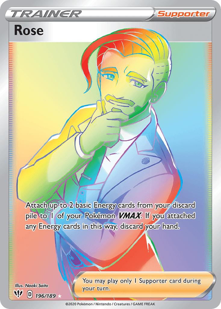 196, Holofoil, Secret Rare, Supporter, Sword & Shield: Darkness Ablaze Rose (196/189) [Sword & Shield: Darkness Ablaze] - Trading Card World