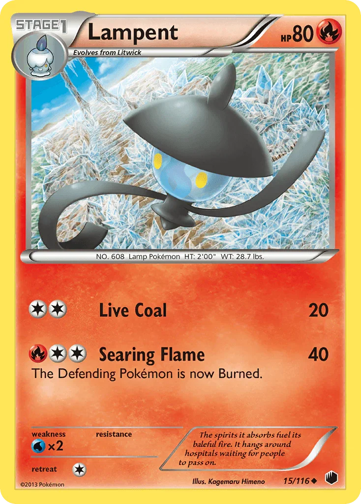 15, Black & White: Plasma Freeze, Fire, Normal, Reverse Holofoil, Uncommon, Water[×2] Lampent (15/116) [Black & White: Plasma Freeze] - Trading Card World