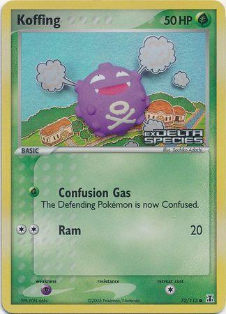 72, Common, EX: Delta Species, Grass, Psychic[×2], Reverse Holofoil Koffing (72/113) (Stamped) [EX: Delta Species] - Trading Card World