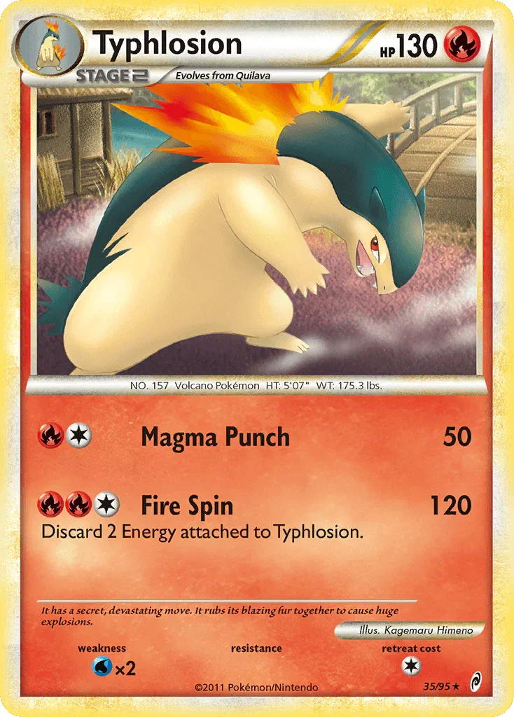 35, Fire, HeartGold & SoulSilver: Call of Legends, Normal, Rare, Reverse Holofoil, Water[×2] Typhlosion (35/95) [HeartGold & SoulSilver: Call of Legends] - Trading Card World