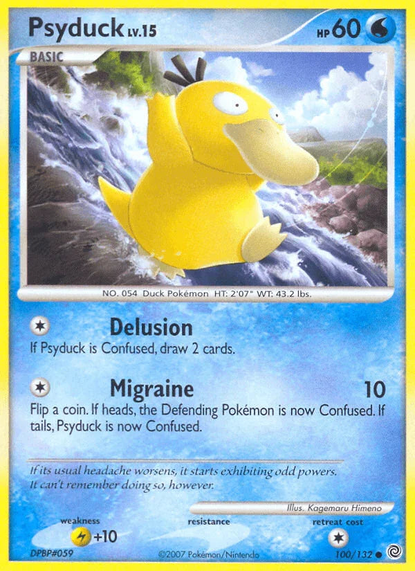 100, Common, Diamond & Pearl: Secret Wonders, Lightning[+10], Normal, Reverse Holofoil, Water Psyduck (100/132) [Diamond & Pearl: Secret Wonders] - Trading Card World