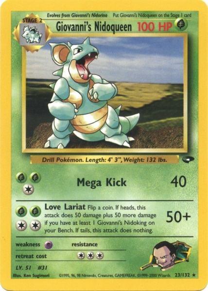 23, Grass, Gym Challenge Unlimited, Normal, Psychic[×2], Rare Giovanni's Nidoqueen (23/132) [Gym Challenge Unlimited] - Trading Card World