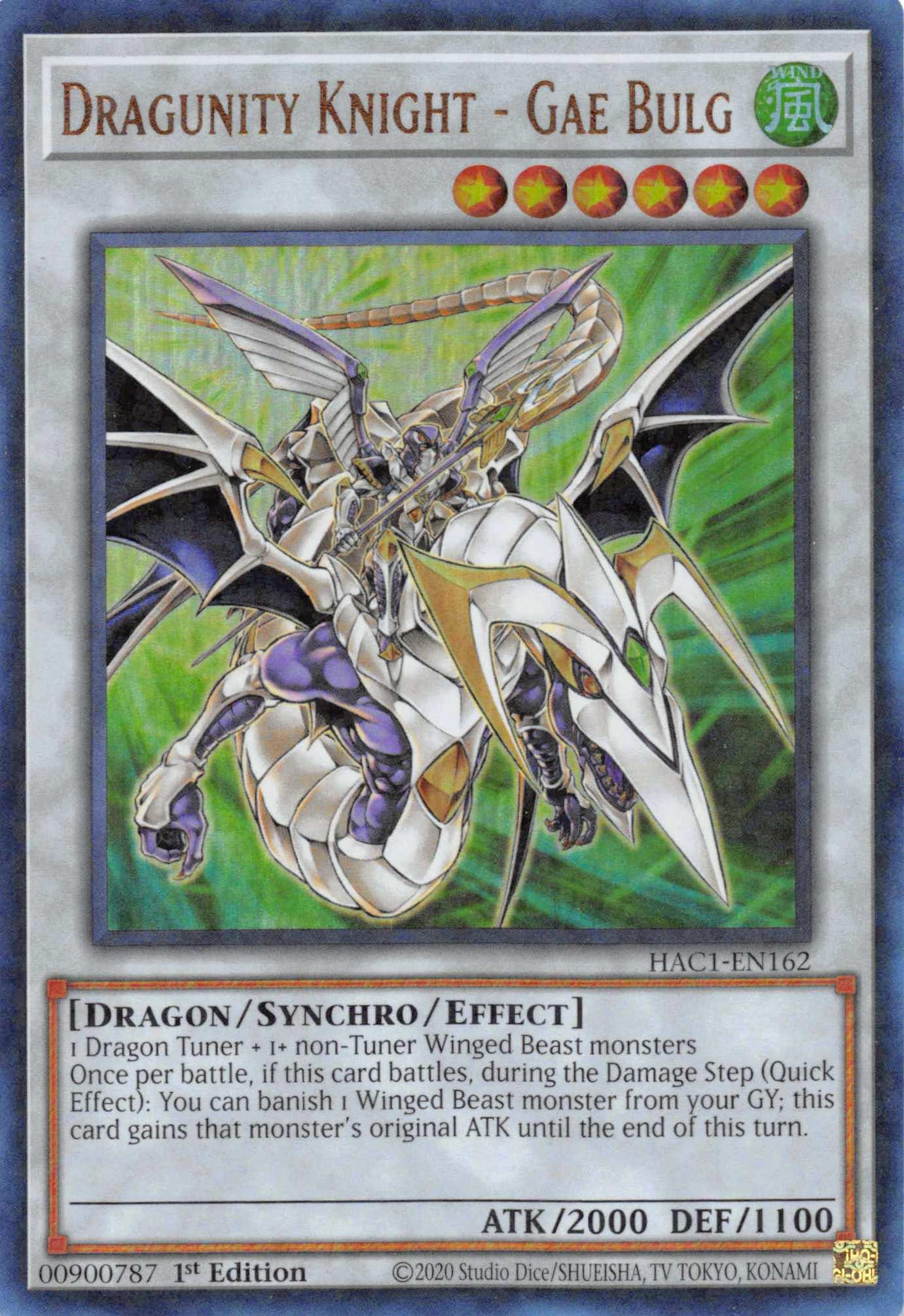 1st Edition, Dragon, Hidden Arsenal: Chapter 1, Parallel Rare, Synchro/Effect Monster, Wind Dragunity Knight - Gae Bulg (Duel Terminal) [HAC1-EN162] Parallel Rare - Trading Card World