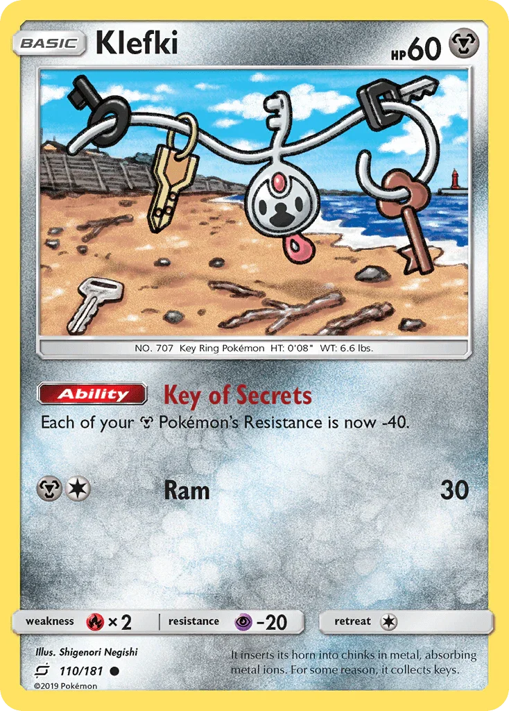 110, Common, Fire[×2], Metal, Normal, Psychic[-20], Reverse Holofoil, Sun & Moon: Team Up Klefki (110/181) [Sun & Moon: Team Up] - Trading Card World