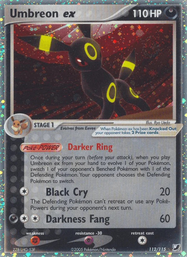 112, Darkness, EX: Unseen Forces, Fighting[×2], Holofoil, Psychic[-30], Ultra Rare Umbreon ex (112/115) [EX: Unseen Forces] - Trading Card World