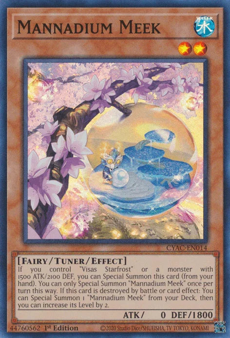 1st Edition, Cyberstorm Access, Fairy, Super Rare, Tuner/Effect Monster, Water Mannadium Meek [CYAC-EN014] Super Rare - Trading Card World