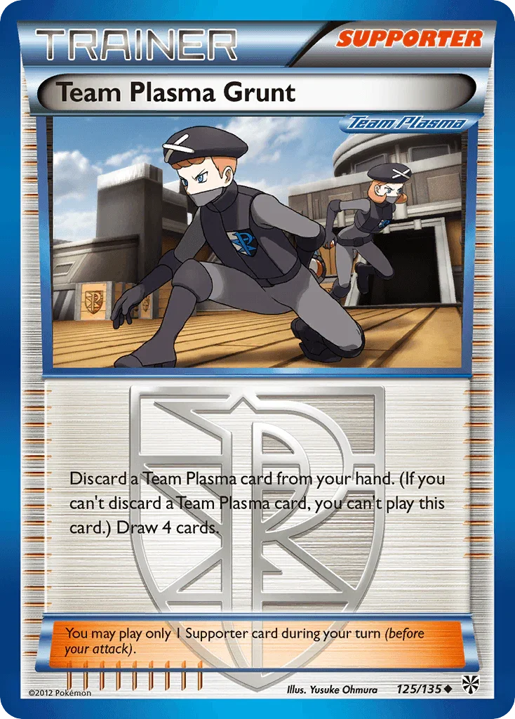 125, Black & White: Plasma Storm, Normal, Reverse Holofoil, Supporter, Uncommon Team Plasma Grunt (125/135) [Black & White: Plasma Storm] - Trading Card World