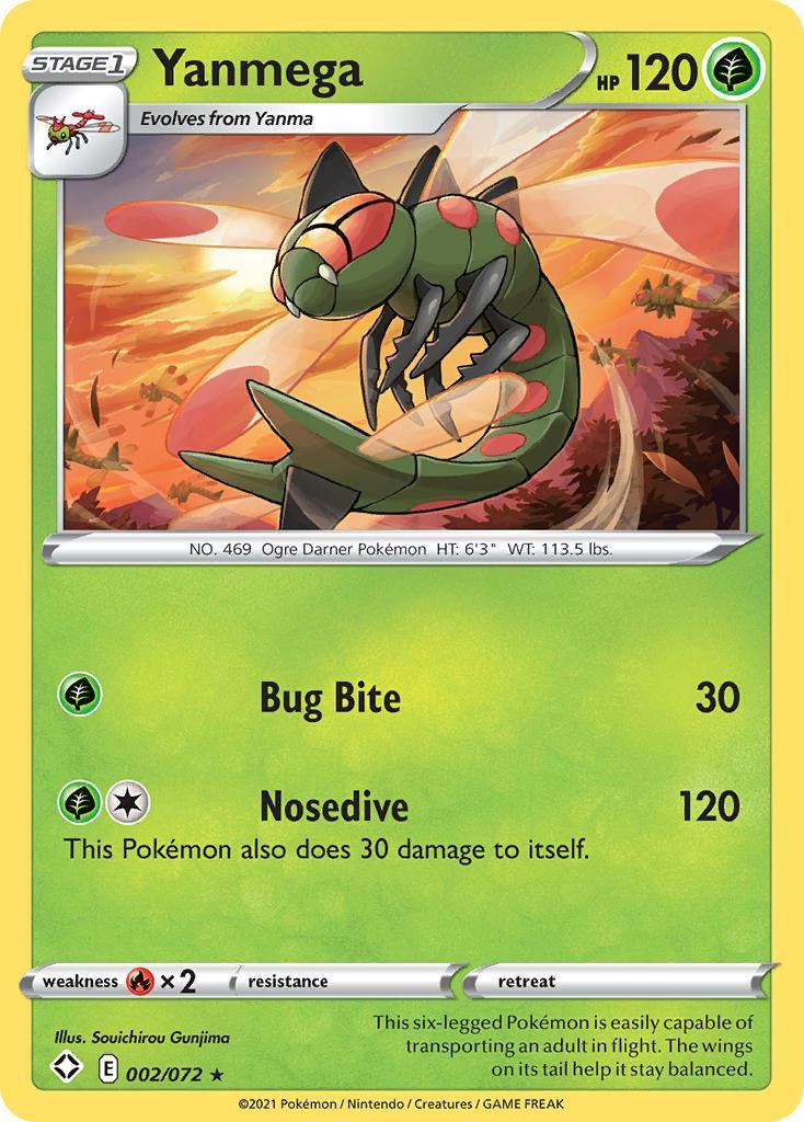 002, Fire[×2], Grass, Normal, Rare, Reverse Holofoil, Sword & Shield: Shining Fates Yanmega (002/072) [Sword & Shield: Shining Fates] - Trading Card World