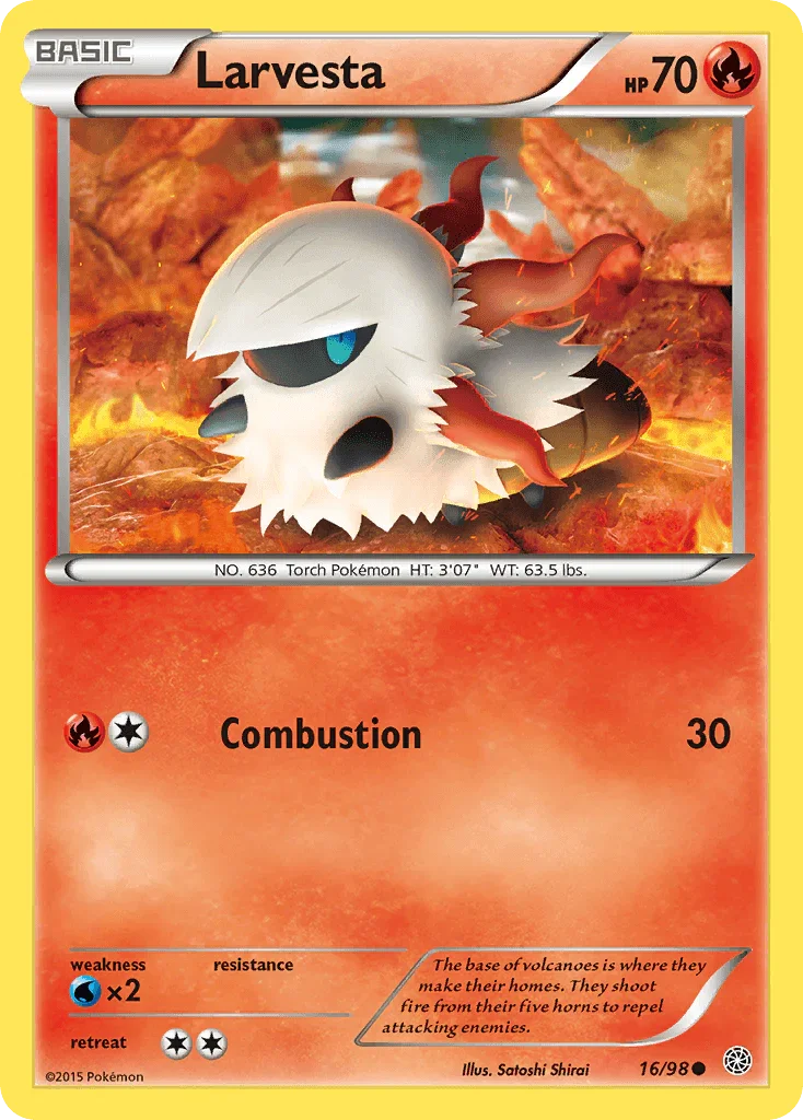 16, Common, Fire, Normal, Reverse Holofoil, Water[×2], XY: Ancient Origins Larvesta (16/98) [XY: Ancient Origins] - Trading Card World