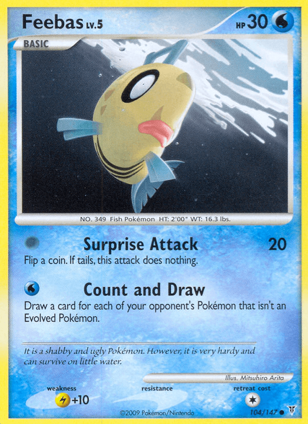 Common, Lightning[+10], Normal, Platinum: Supreme Victors, Reverse Holofoil, Water Feebas (104/147) [Platinum: Supreme Victors] - Trading Card World