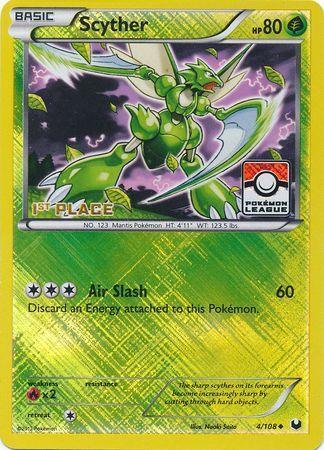 Black & White: Dark Explorers, Fire[×2], Grass, Holofoil, Promo, Reverse Holofoil Scyther (4/108) (League Promo 1st Place) [Black & White: Dark Explorers] - Trading Card World