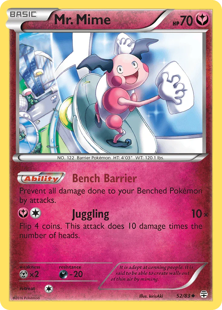 52, Darkness[-20], Fairy, Metal[×2], Normal, Reverse Holofoil, Uncommon, XY: Generations Mr. Mime (52/83) [XY: Generations] - Trading Card World
