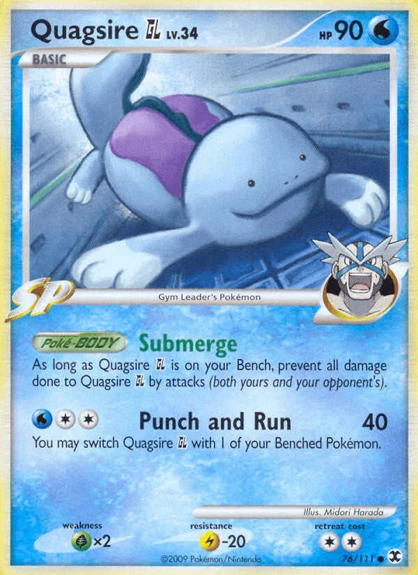 76, Common, Grass[×2], Lightning[-20], Normal, Platinum: Rising Rivals, Reverse Holofoil, Water Quagsire GL (76/111) [Platinum: Rising Rivals] - Trading Card World